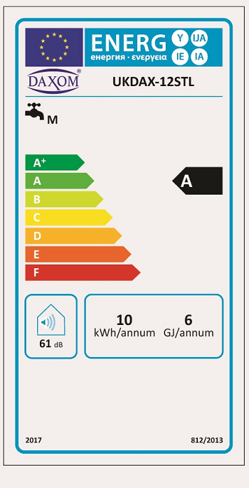 Daxom Plus UKDAX 12 STL - Doğalgazlı Hermetik Şofben Enerji Etiketi