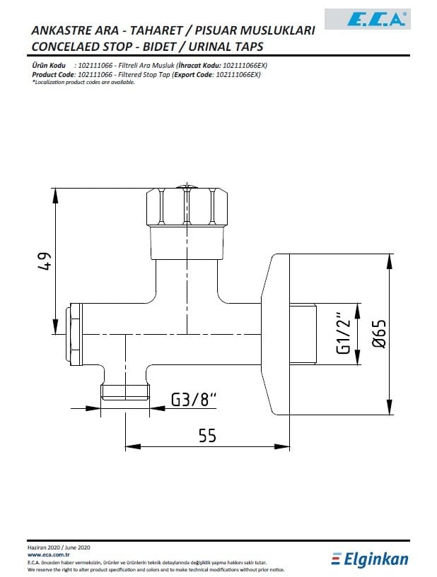 Eca Filtreli Ara Musluk 102111066 Teknik Resim