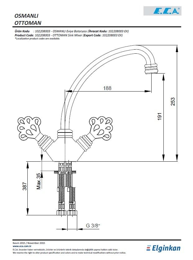 Eca Osmanlı Mutfak Bataryası 102208003 Teknik Resim