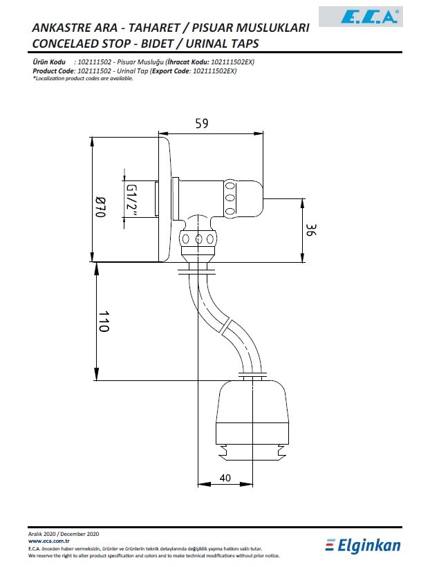 Eca Pisuvar Musluğu 102111502 Teknik Resim