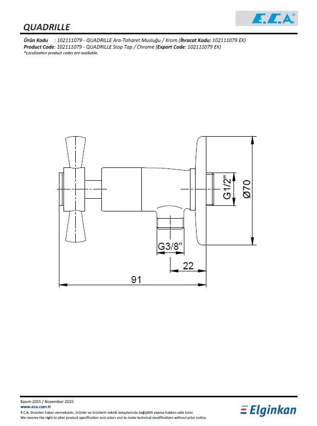 Eca Quadrille Ara Taharet Musluğu 102111079 Teknik Resim