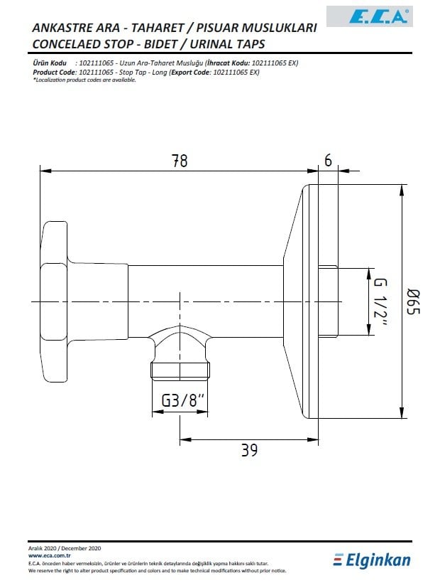 Eca Uzun Ara Taharet Musluğu 102111065 Teknik Resim