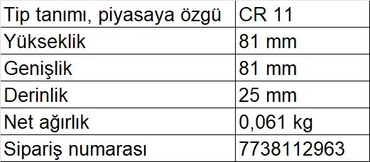 Bosch CR11 Kablolu Oda termostatı Teknik Verileri