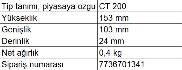 Bosch CT200 EasyControl Akıllı Oda Termostatı Teknik Verileri