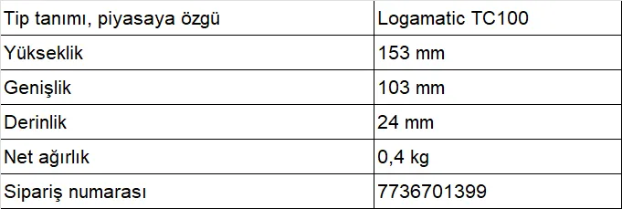 Buderus Logamatic TC100 V2 Wifi Akıllı Oda Termostatı Teknik Verileri