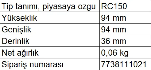 Buderus RC150 Kablolu Oda Termostatı Teknik Verileri