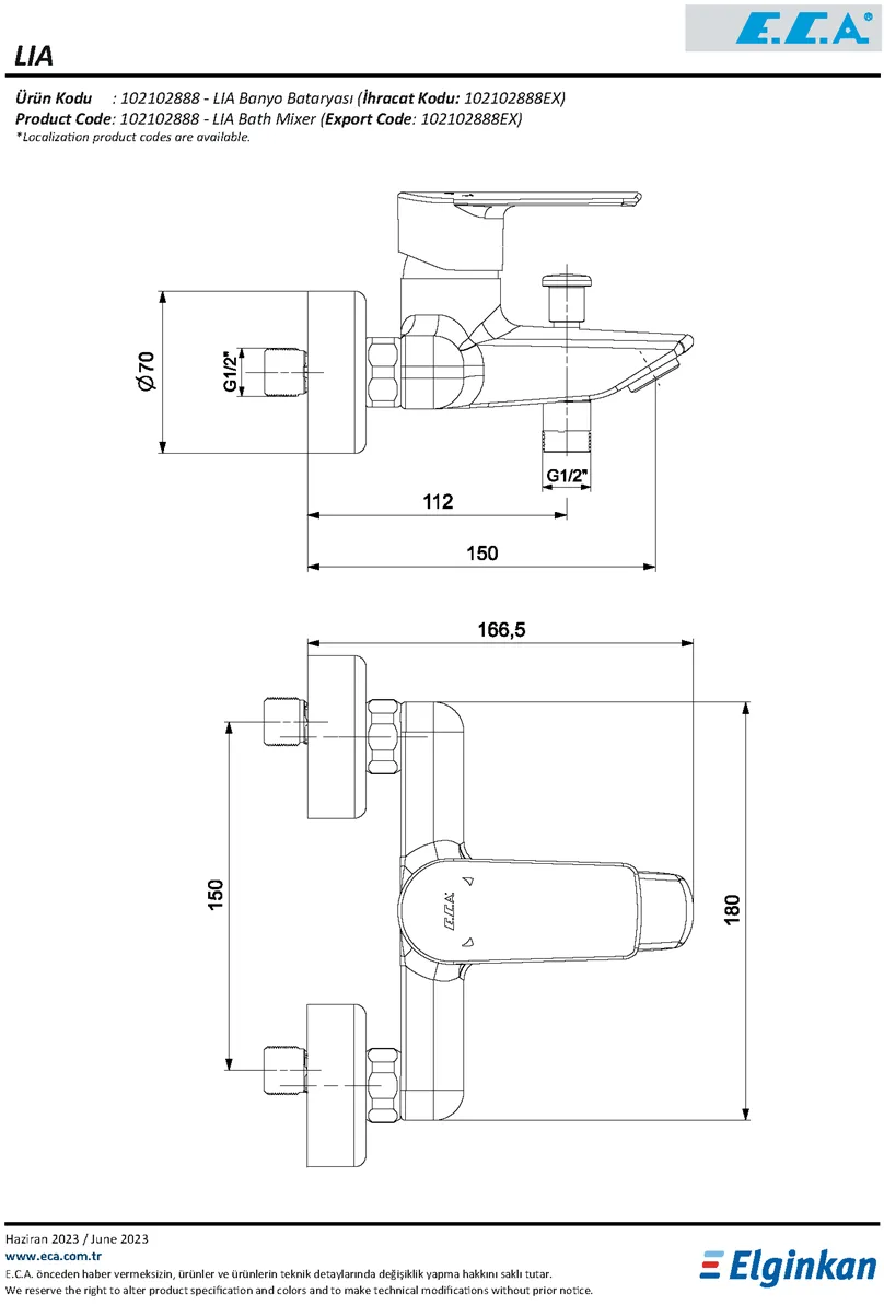 Eca 102102888 Lia Banyo Bataryası Teknik Resim