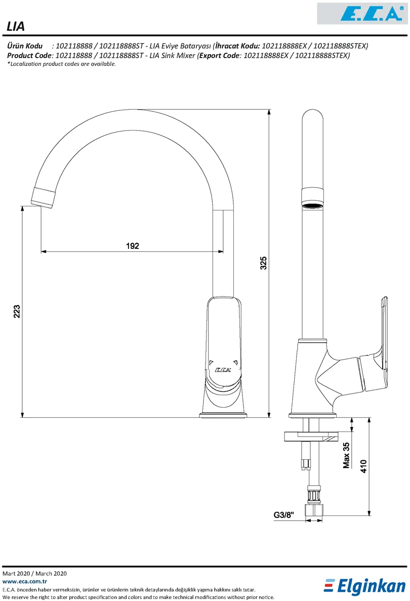 Eca 102118888 Lia Mutfak Bataryası Teknik Resim