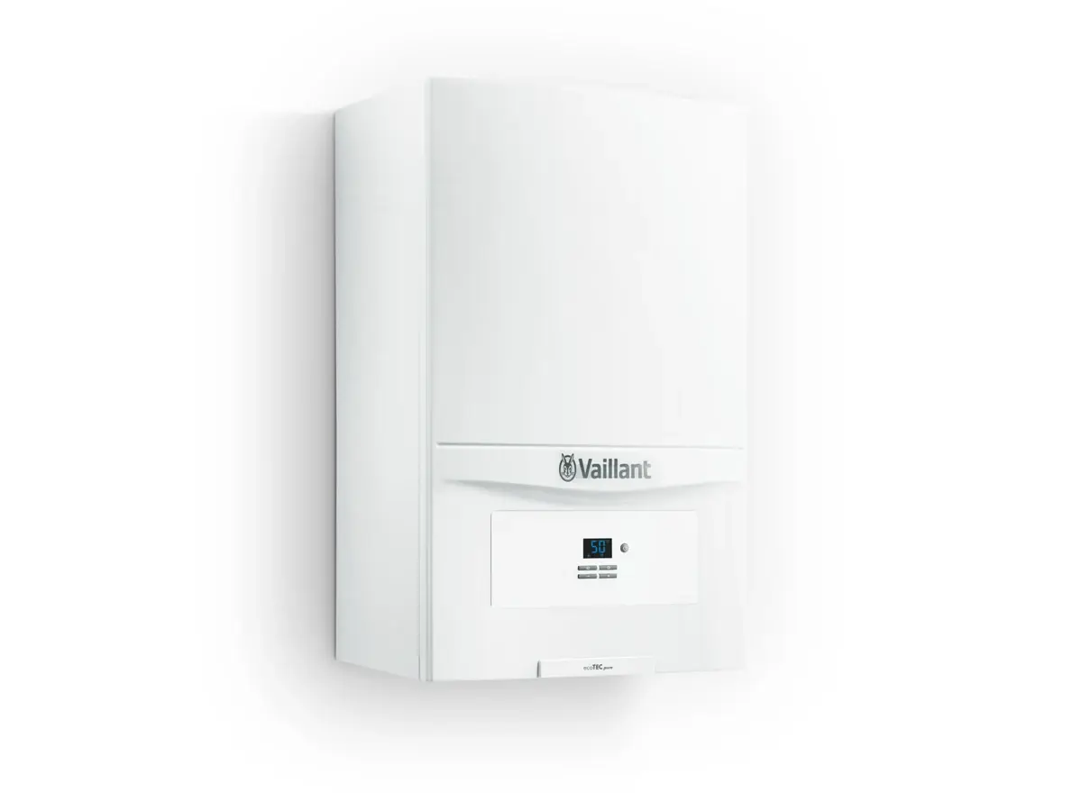 Vaillant ecoTEC Pure VUW 236/7-2 yoğuşmalı kombi beyaz zeminde önden görünüm