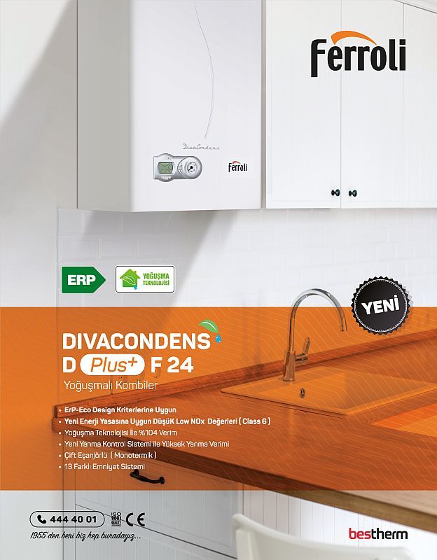 Ferroli Divacondens D Plus %104 Verimli 24 kW Yoğuşmalı Kombi