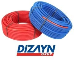 Dizayn PEX Elastica 16*2 Kılıflı Oksijen Bariyerli Mobil ve Yerden Isıtma Borusu 100 Metre Mavi
