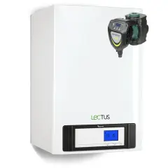 Baymak Lectus 115 kW kazanın beyaz gövdesi ve LCD kontrol paneli