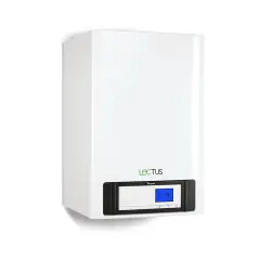 Baymak Lectus 90 kW kazanın beyaz gövdesi ve LCD kontrol paneli