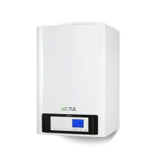 Baymak Lectus 115 kW kazanın beyaz gövdesi ve LCD kontrol paneli